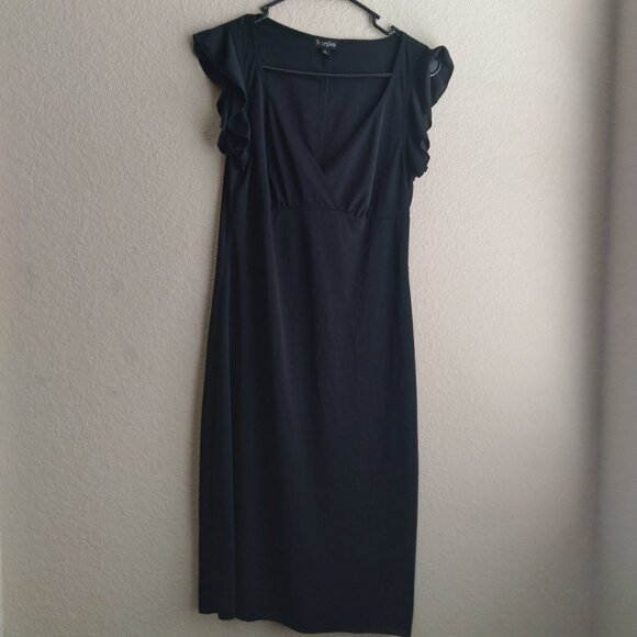 Vintage Y2K Hourglass Black Flutter Sleeve Mini Dress - Picture 1 of 4